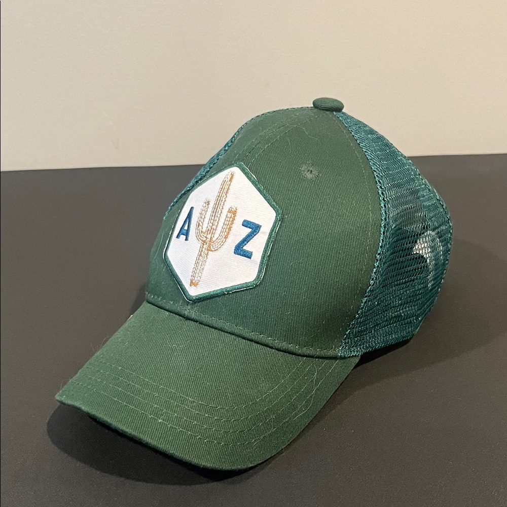 Green Trucker Hat with Cactus Patch